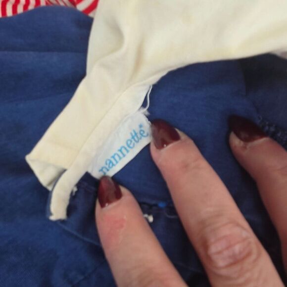 Vintage Nanette Infant Girls Dress 6-9 Mo Nautical Sailor Blue Red - Picture 7 of 7